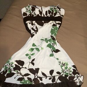Speechless Dress with Green and Brown Leaf Pattern